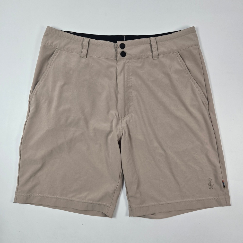 Smartwool Performance Shorts Mens M Khaki Tan Merino Wool Blend Hiking Outdoor